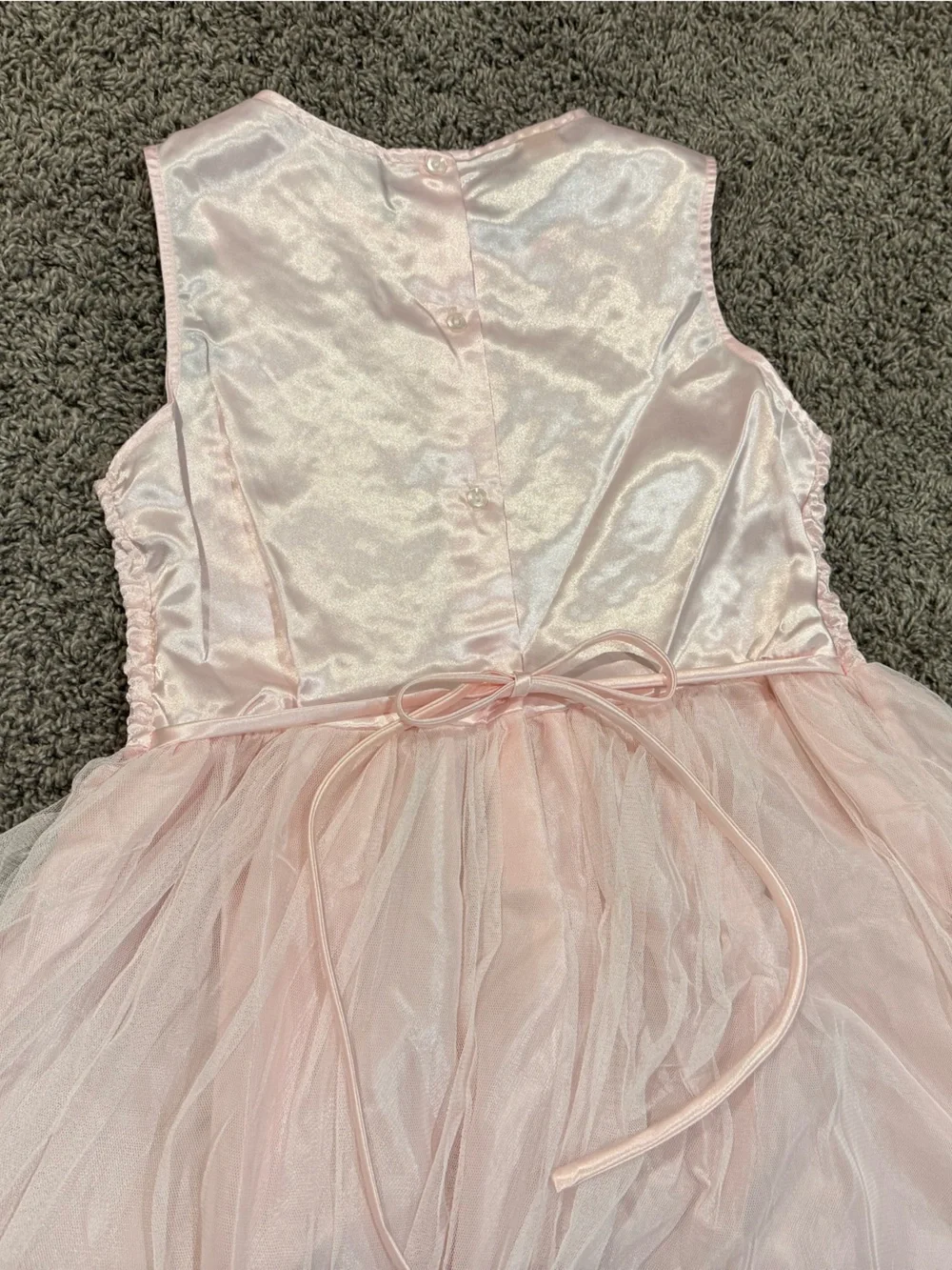 Light Pink Satin Textured Party Dress with tulle skirt, size XL